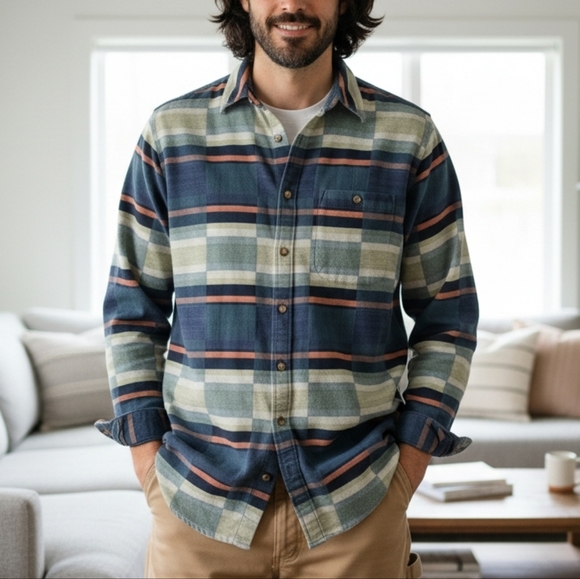 The Territory Ahead Other - Territory Ahead Mens Long Sleeve Flannel Shirt Size XL Tall Blue Plaid Button Up